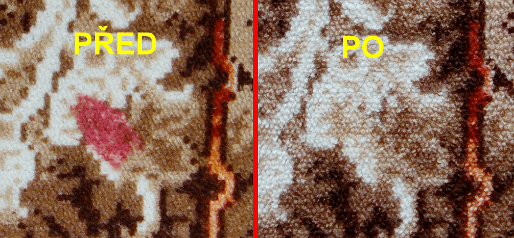 Vyčištění skvrny od rtěnky z koberce | Odstranění skvrn